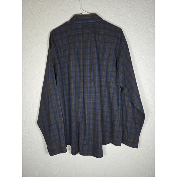 Patagonia Men Large Plaid Organic Cotton Plaid BUtton Down Blue Brown - Picture 4 of 5
